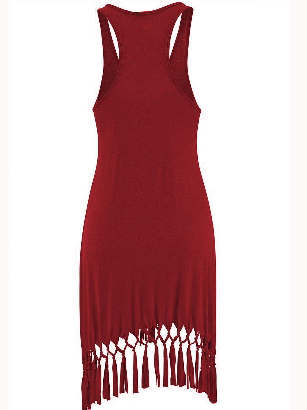 Vestido de verano sin mangas con borlas, informal, de color liso, estilo playero