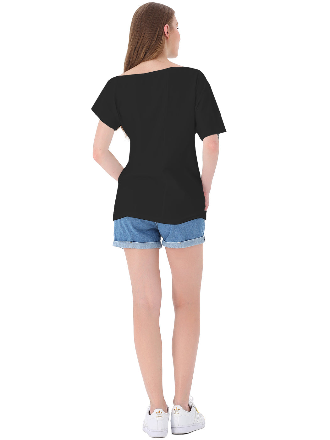 Blusa informal sexy con hombros descubiertos y elástica de algodón liso para mujer