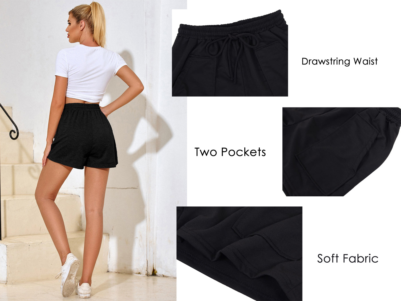 Pantalones cortos para correr, informales, holgados, lisos, con cordón, cintura elástica, bolsillos, pantalones cortos de playa de verano, pantalones de descanso