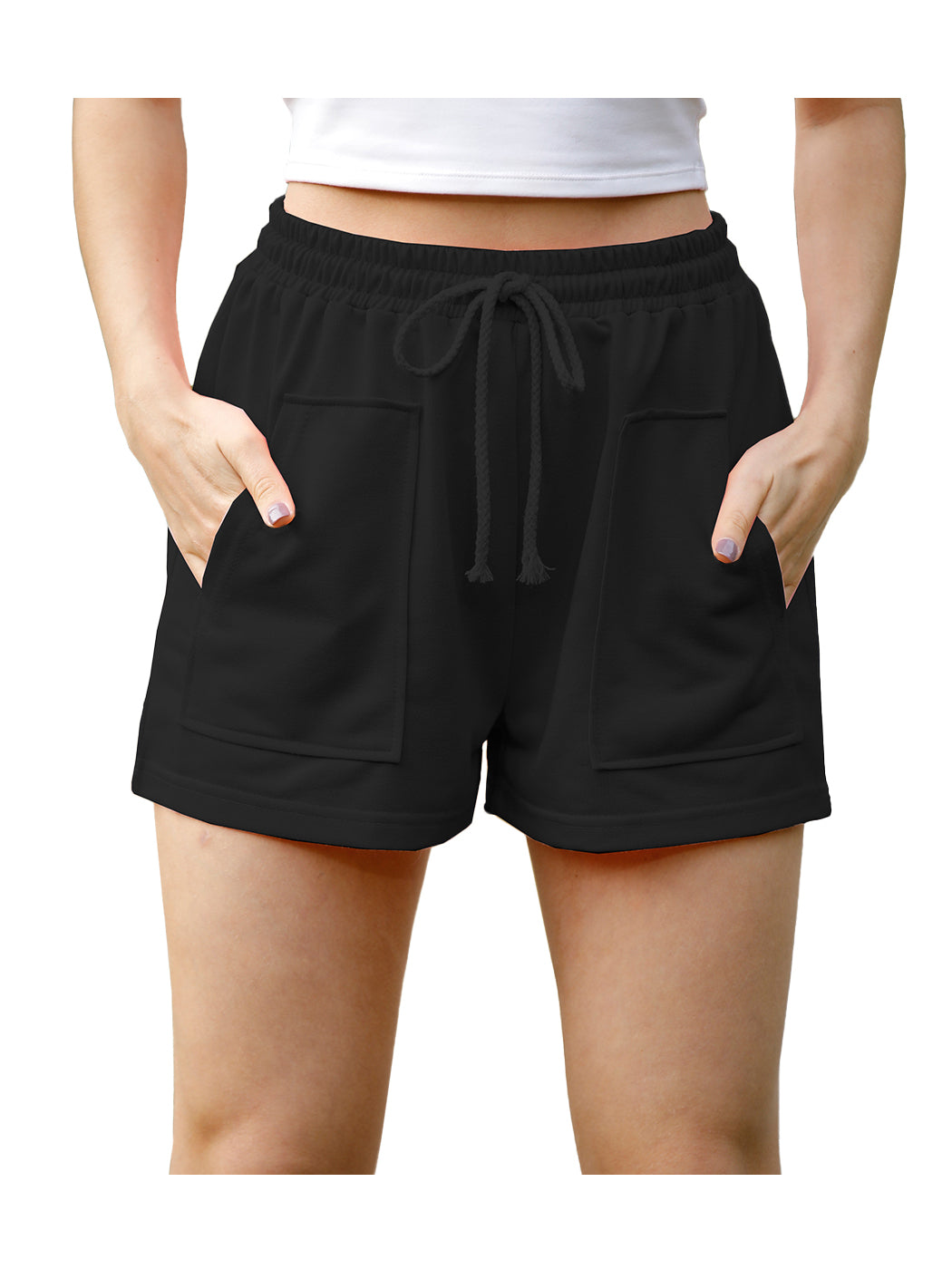 Pantalones cortos para correr, informales, holgados, lisos, con cordón, cintura elástica, bolsillos, pantalones cortos de playa de verano, pantalones de descanso