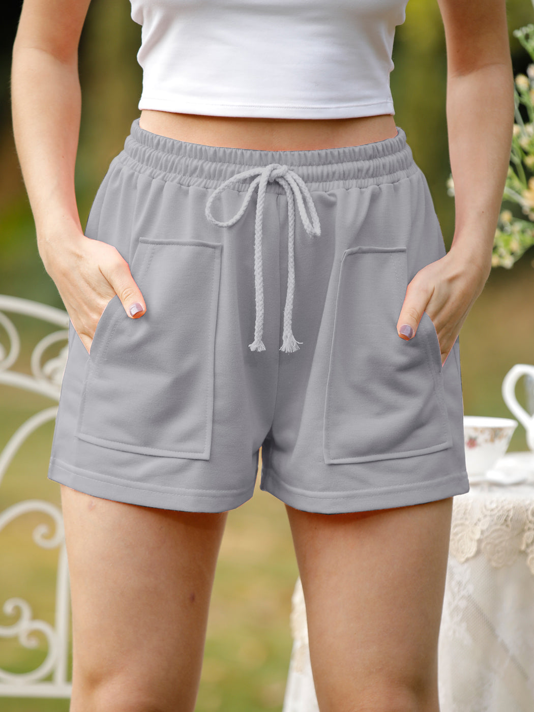 Pantalones cortos para correr, informales, holgados, lisos, con cordón, cintura elástica, bolsillos, pantalones cortos de playa de verano, pantalones de descanso