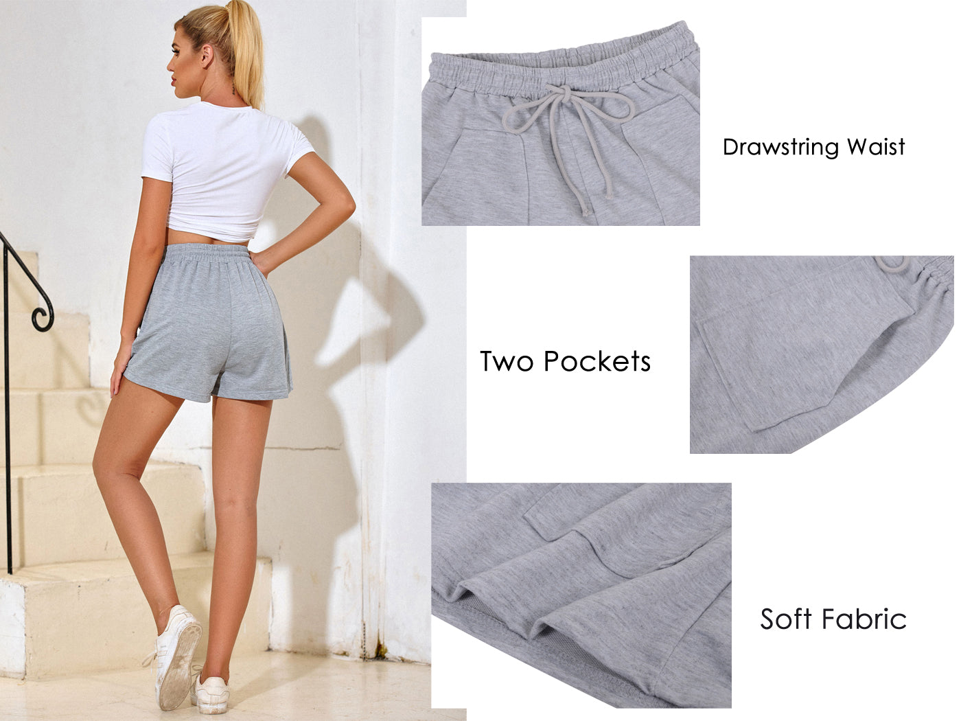 Pantalones cortos para correr, informales, holgados, lisos, con cordón, cintura elástica, bolsillos, pantalones cortos de playa de verano, pantalones de descanso