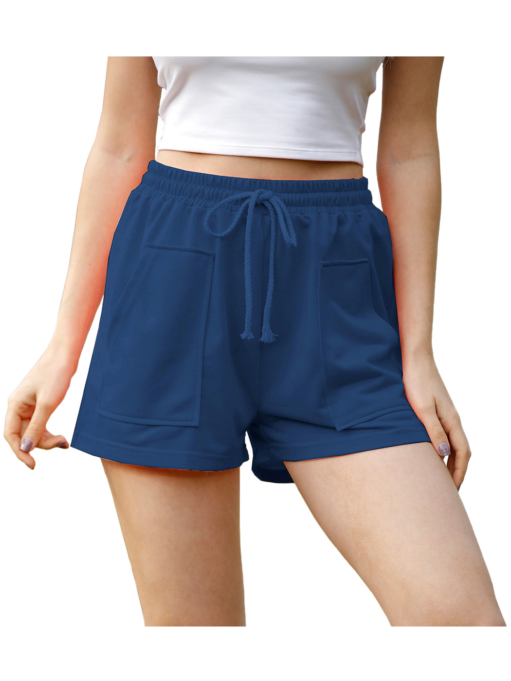 Pantalones cortos para correr, informales, holgados, lisos, con cordón, cintura elástica, bolsillos, pantalones cortos de playa de verano, pantalones de descanso