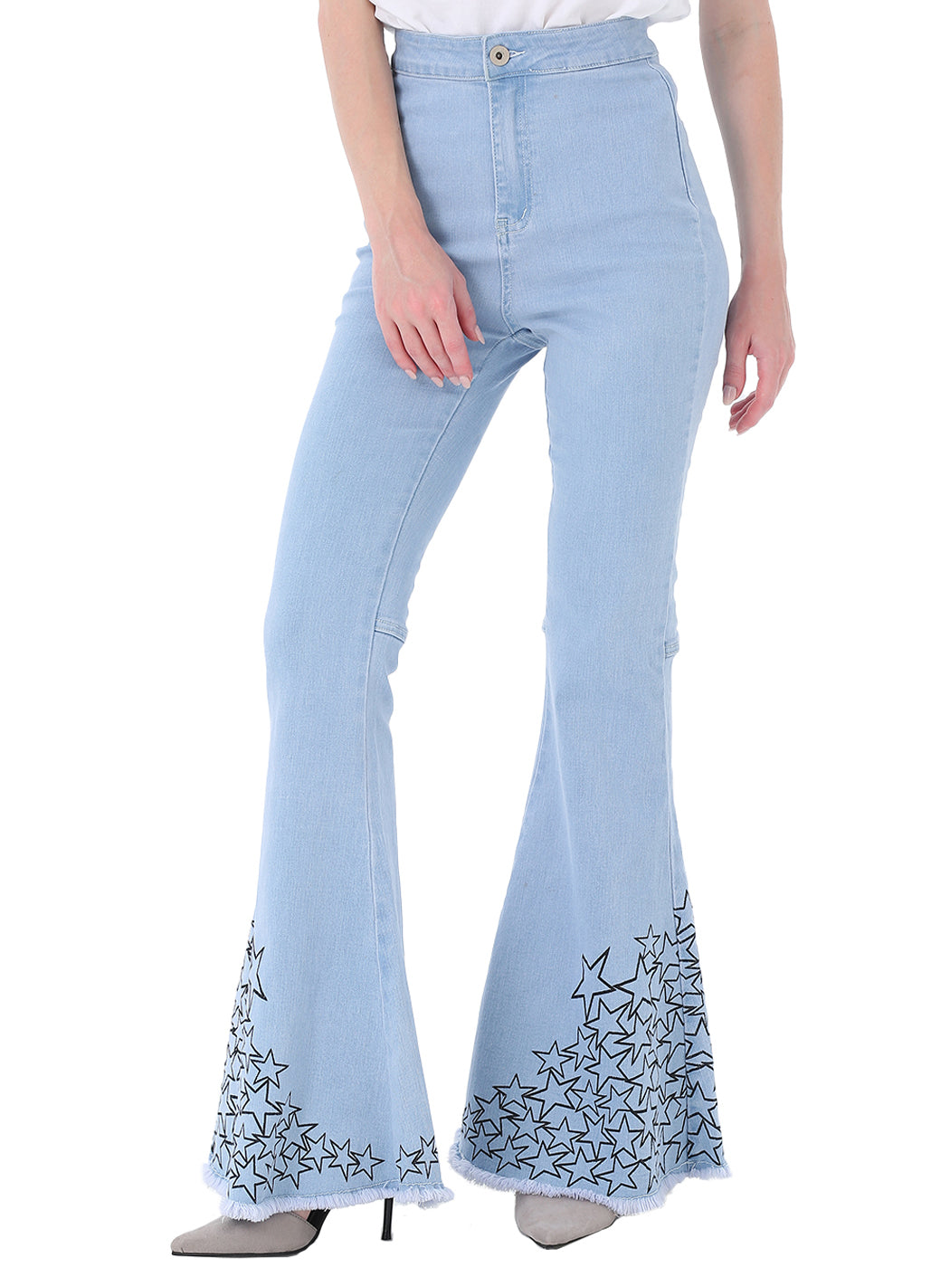 Pantalones vaqueros de cintura alta con campana