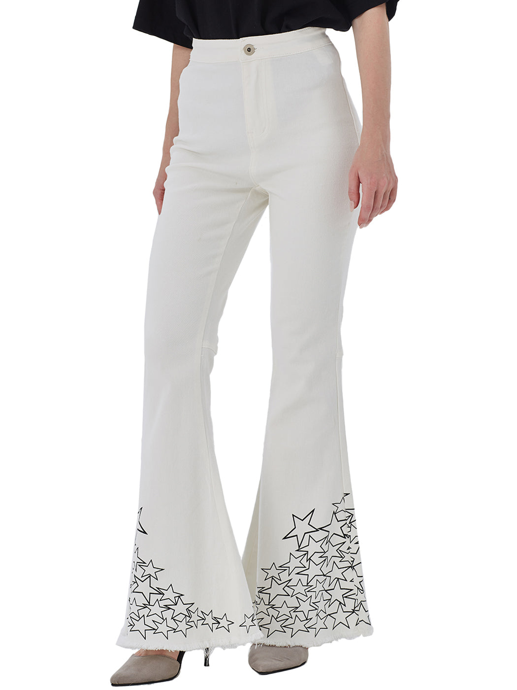 Pantalones vaqueros de cintura alta con campana