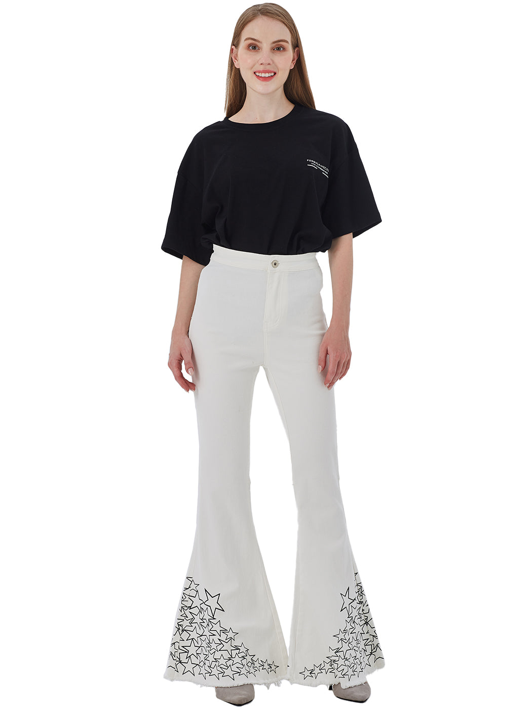 Pantalones vaqueros de cintura alta con campana