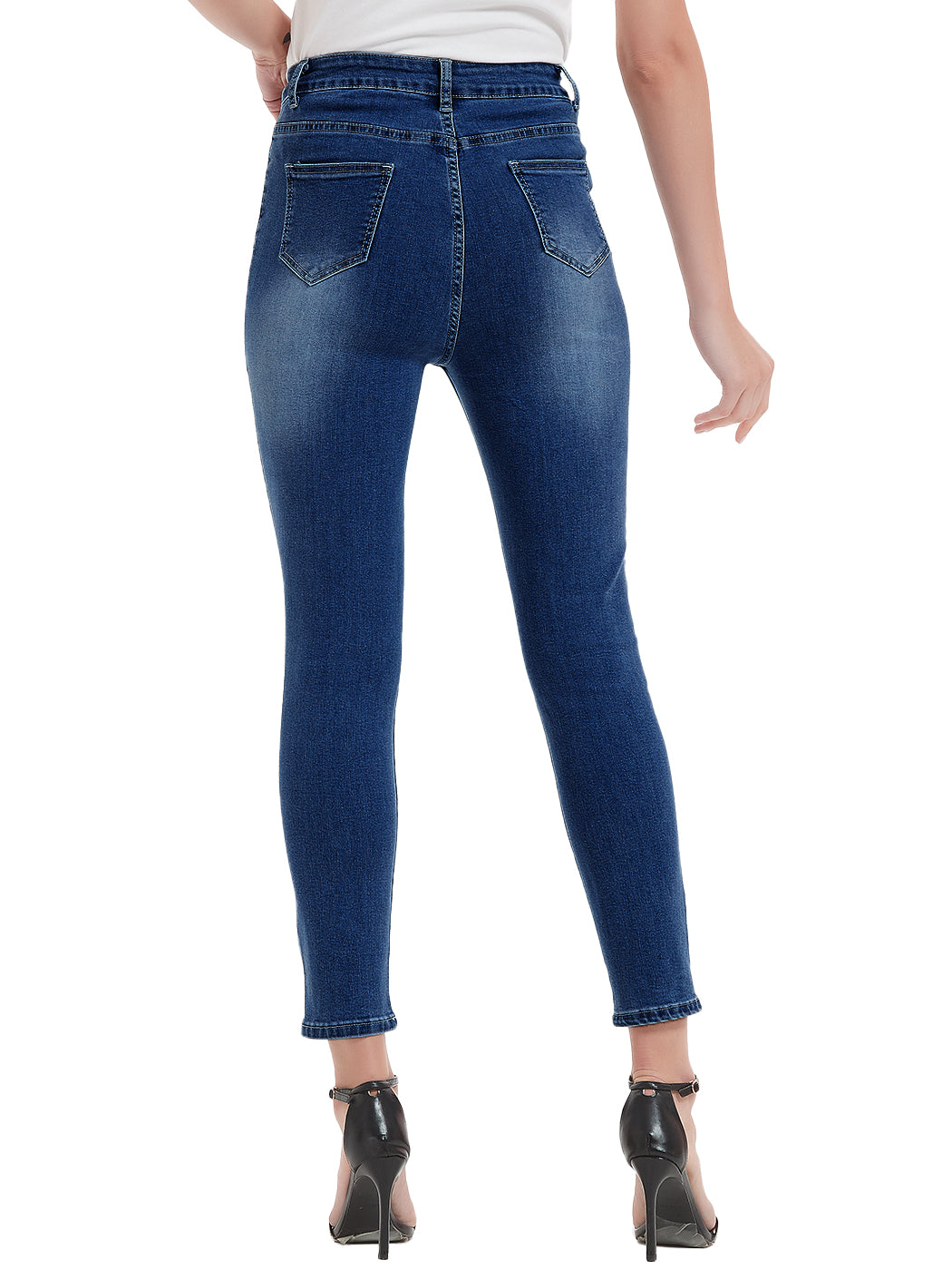 Pantalones vaqueros ajustados de cintura alta para mujer de Anna-Kaci, pantalones elásticos desgastados con rodillas rotas
