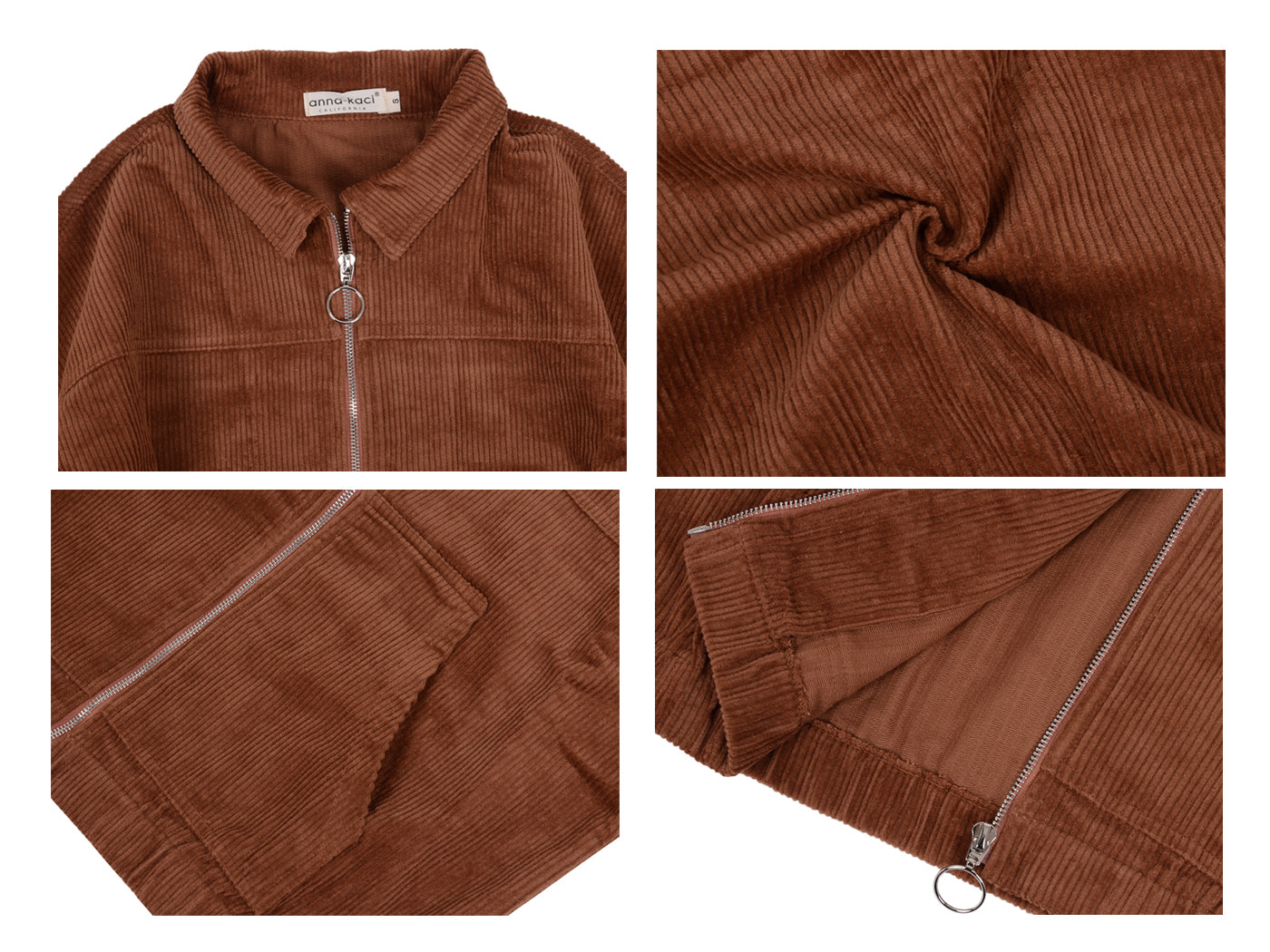 Chaqueta corta de pana de manga larga para mujer de Anna-Kaci