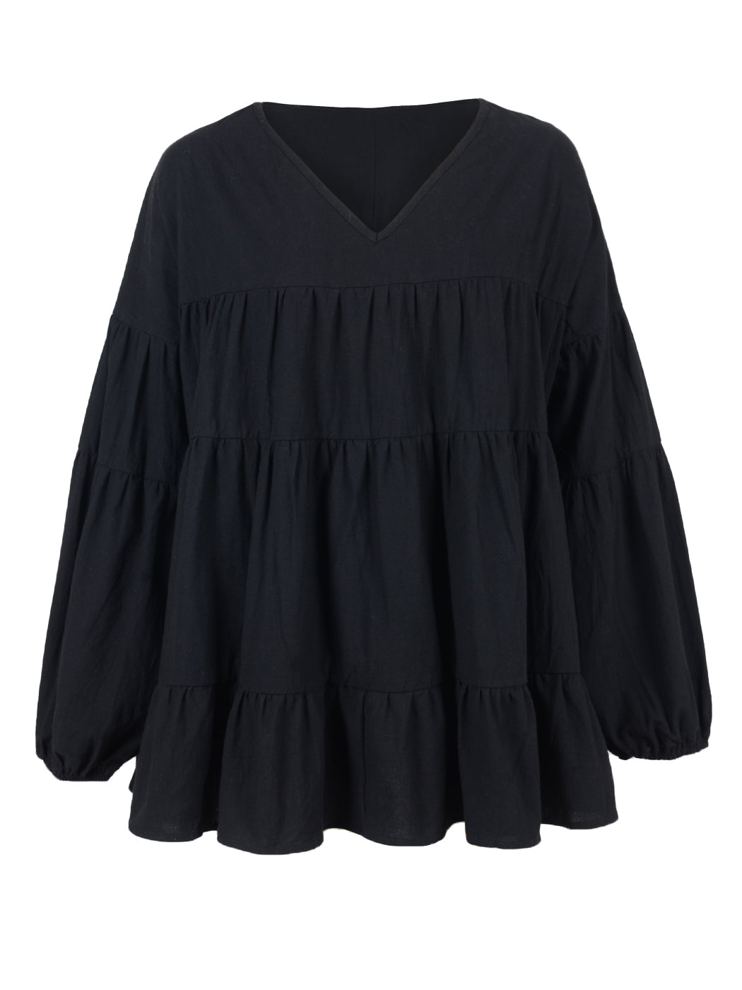 Blusas babydoll de gran tamaño con volantes y mangas farol para mujer de Anna-Kaci