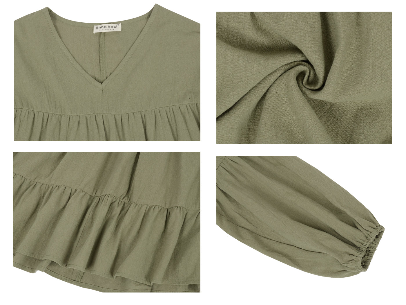 Blusas babydoll de gran tamaño con volantes y mangas farol para mujer de Anna-Kaci