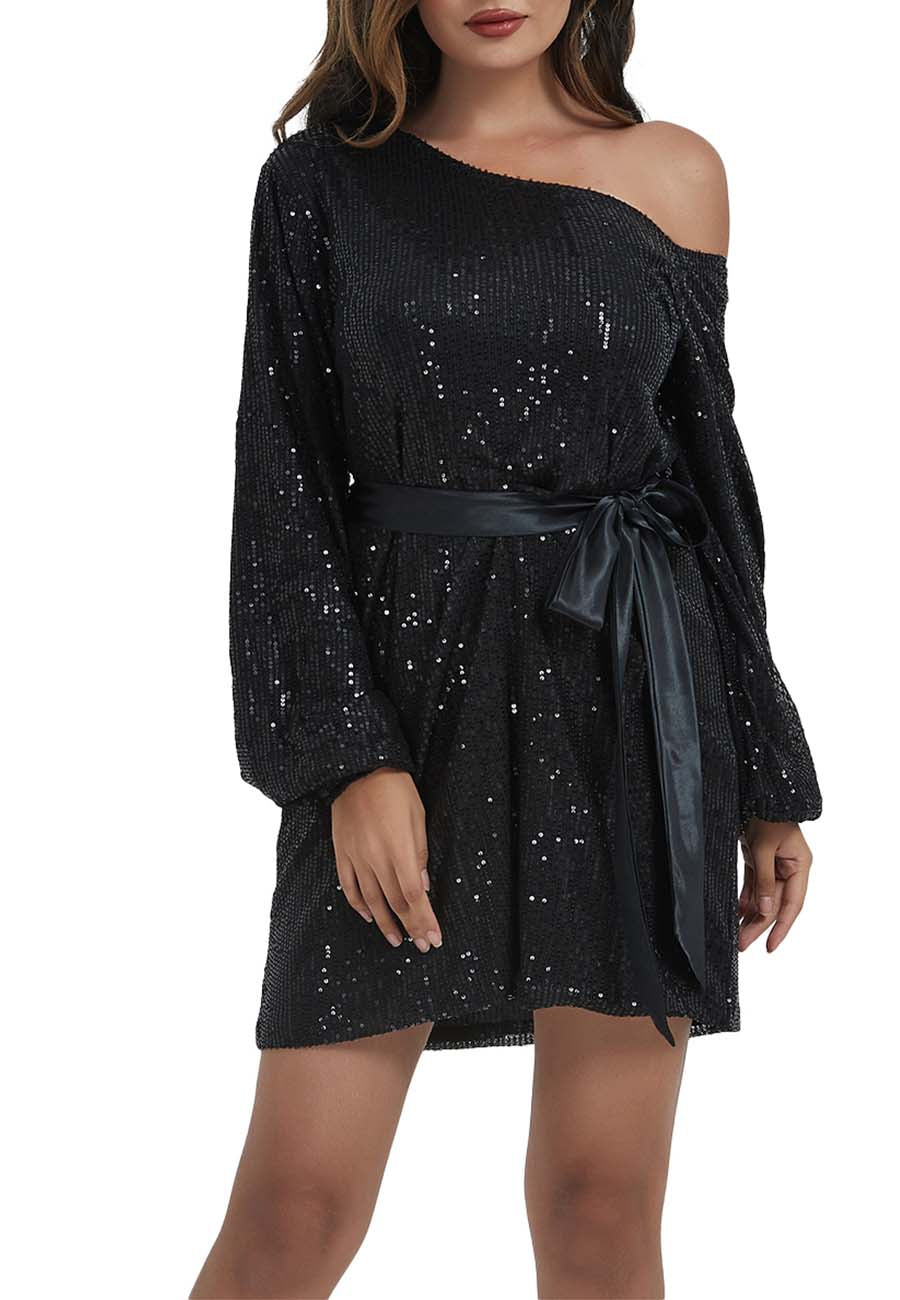 Vestido de fiesta con lentejuelas y purpurina para club