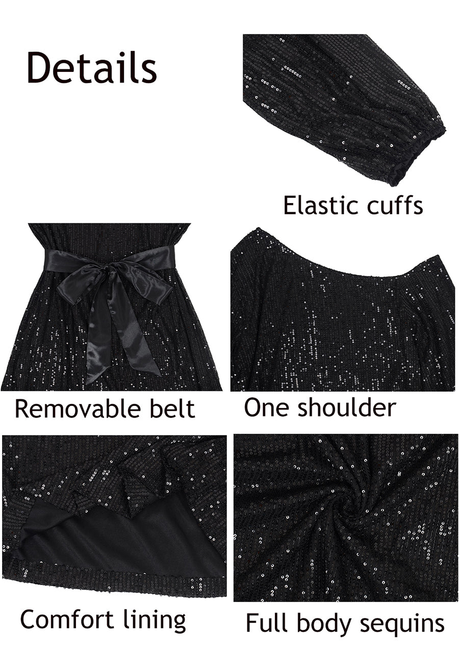 Vestido de fiesta con lentejuelas y purpurina para club