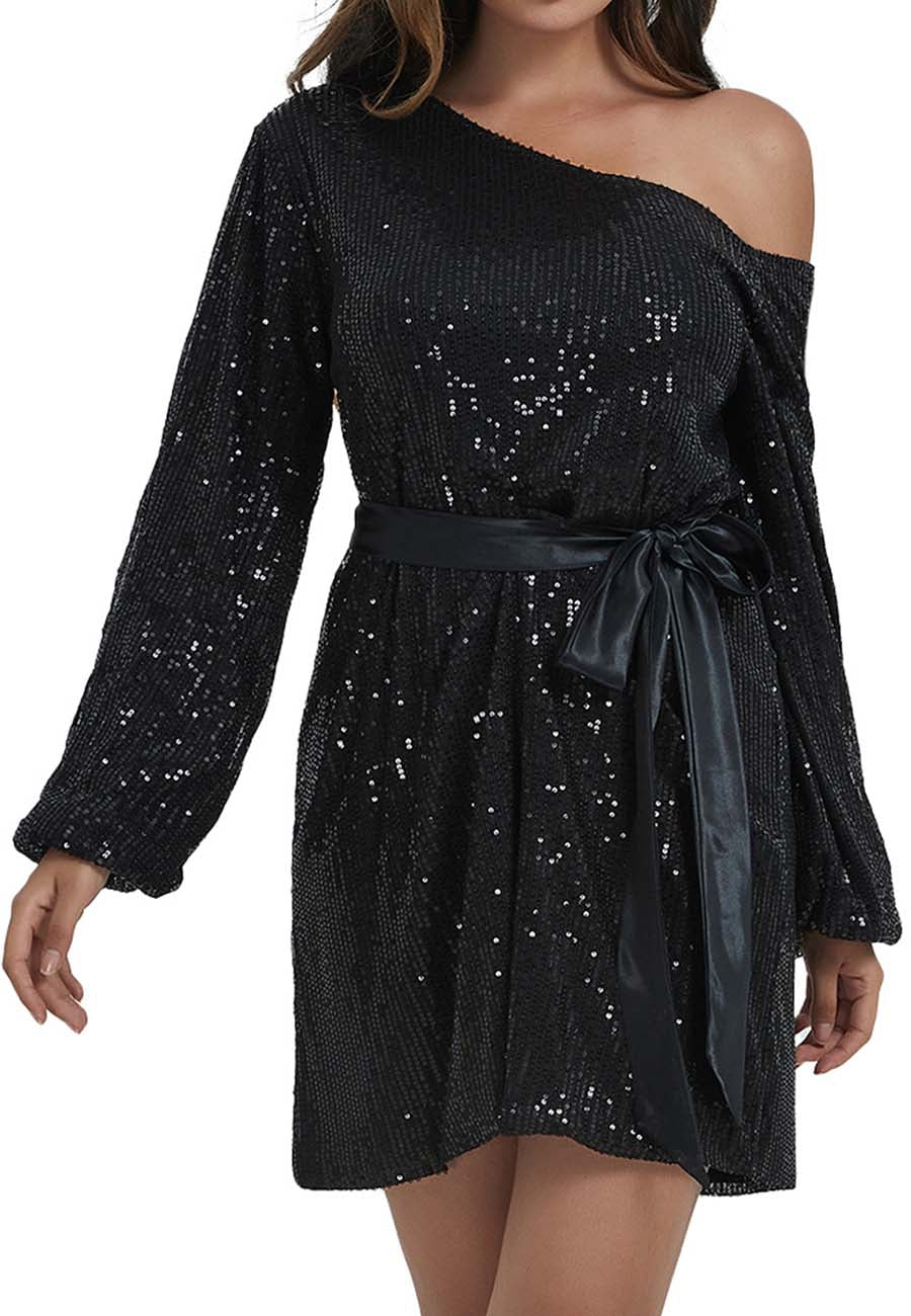 Vestido de fiesta con lentejuelas y purpurina para club