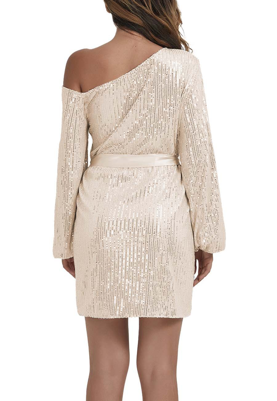 Vestido de fiesta con lentejuelas y purpurina para club