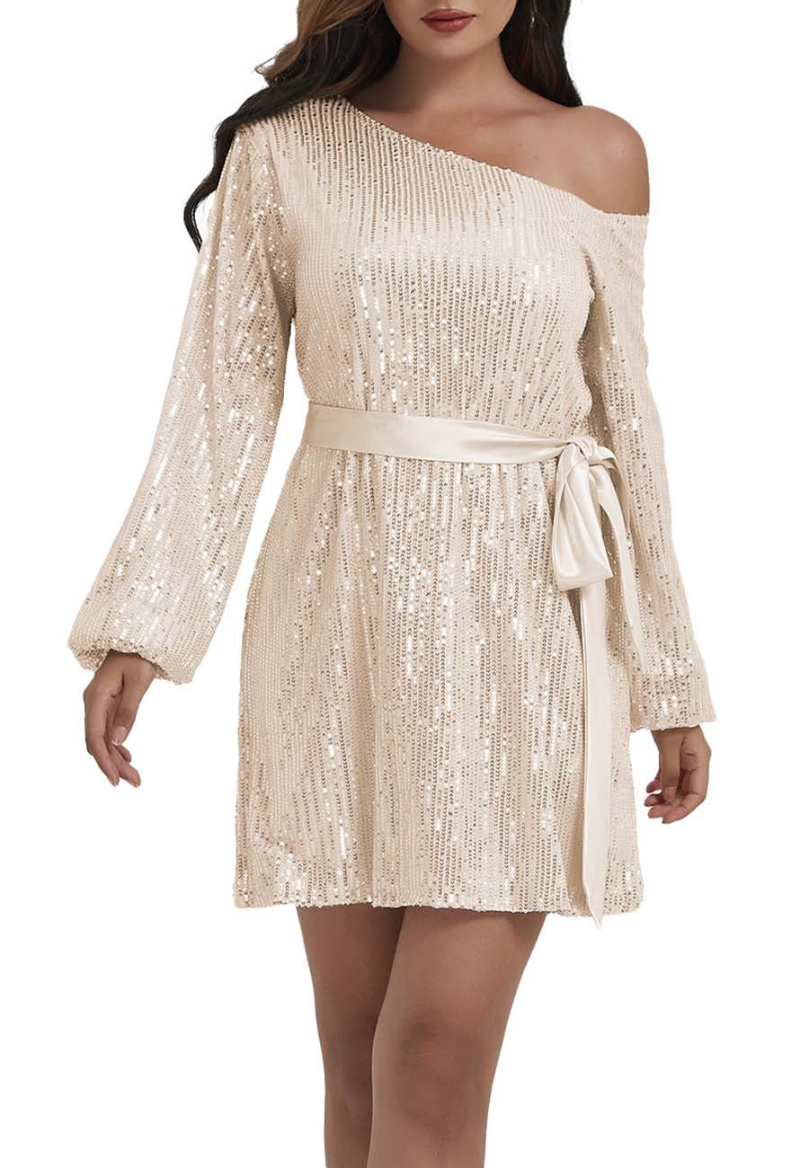 Vestido de fiesta con lentejuelas y purpurina para club