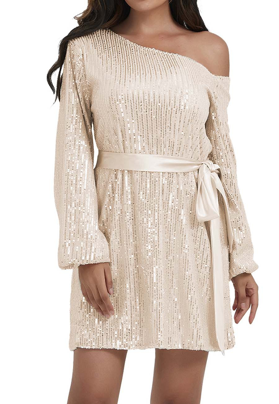 Vestido de fiesta con lentejuelas y purpurina para club