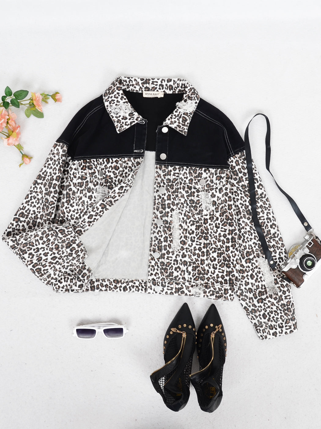 Leopard Print Crop Denim Shacket