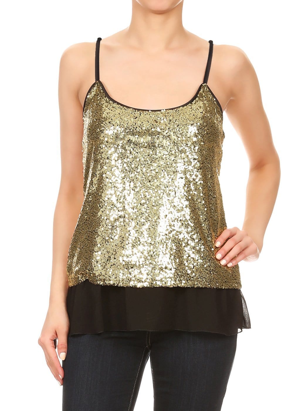 Sequin Spaghetti Camisole Tank Top