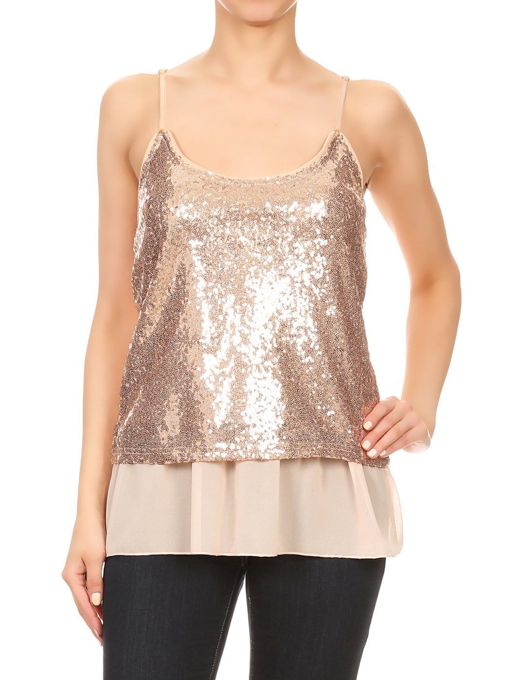 Sequin Spaghetti Camisole Tank Top