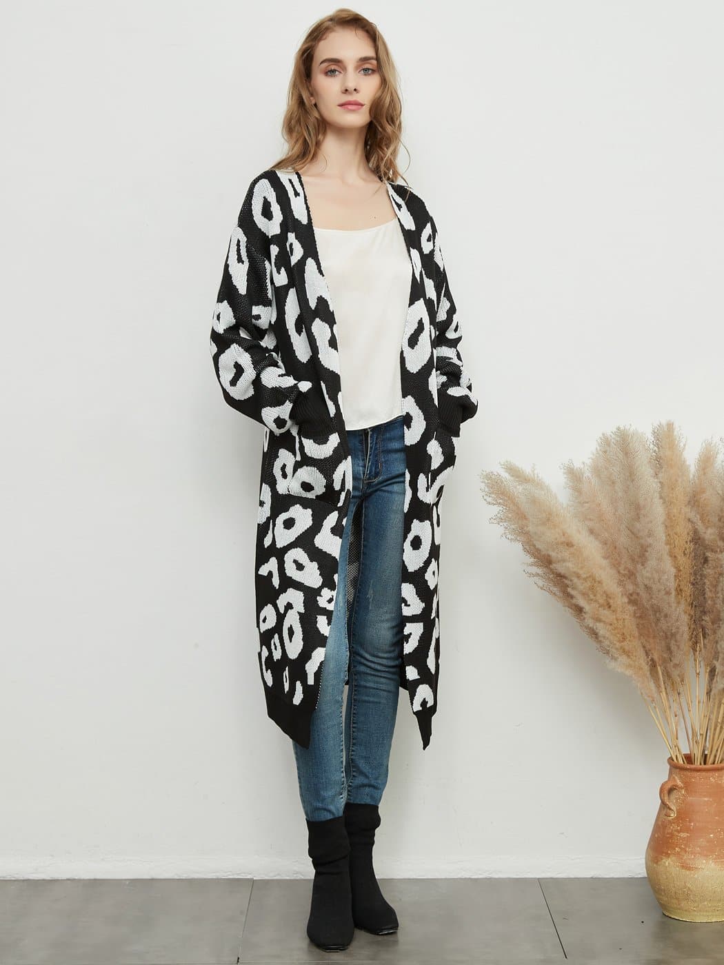 Anna-Kaci Leopard Cheetah Print Cardigan Long Sleeve Open Front With Pockets | Womens | Anna-Kaci