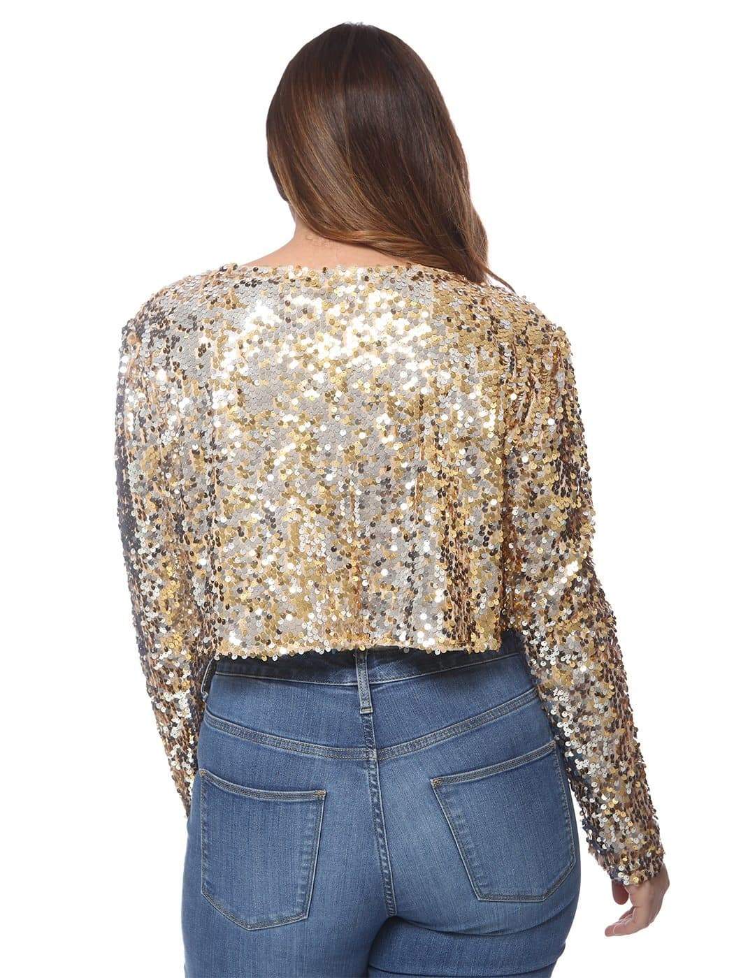 Anna-Kaci Plus Size Long Sleeve Sequin Bolero for Women By Anna-Kaci
