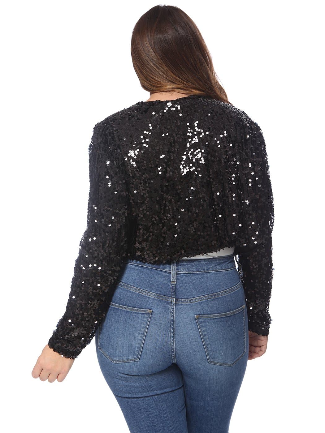 Anna-Kaci Plus Size Long Sleeve Sequin Bolero for Women By Anna-Kaci