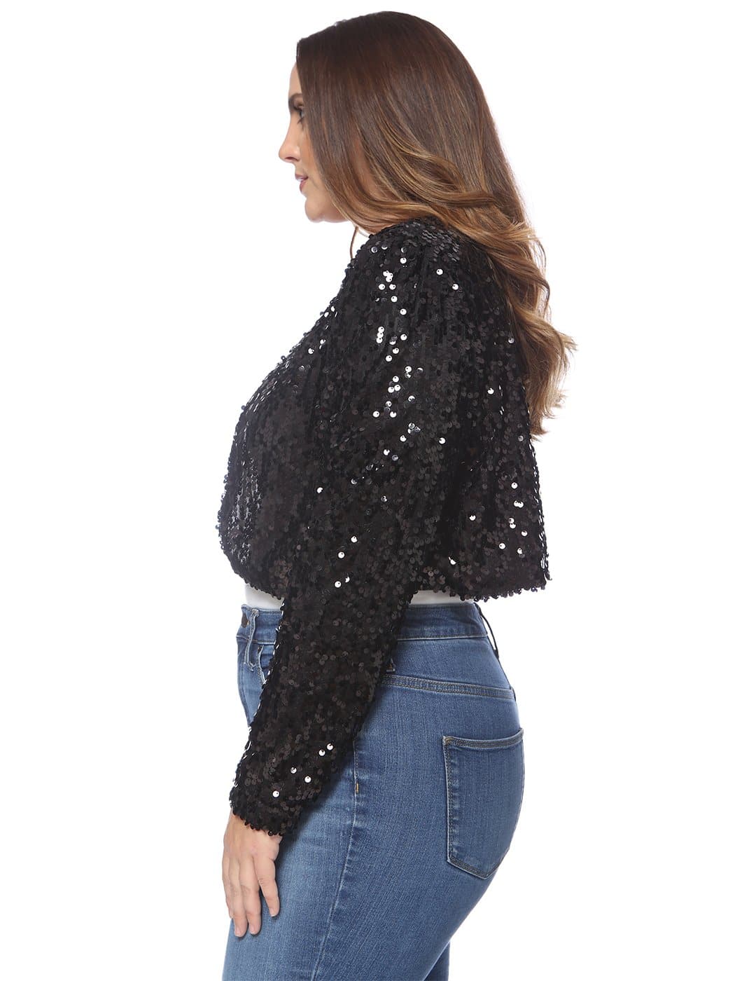 Anna-Kaci Plus Size Long Sleeve Sequin Bolero for Women By Anna-Kaci