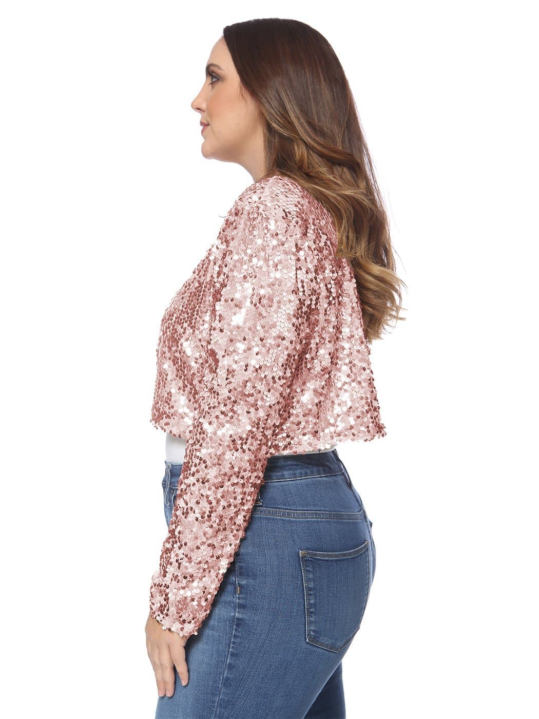 Anna-Kaci Plus Size Long Sleeve Sequin Bolero for Women By Anna-Kaci