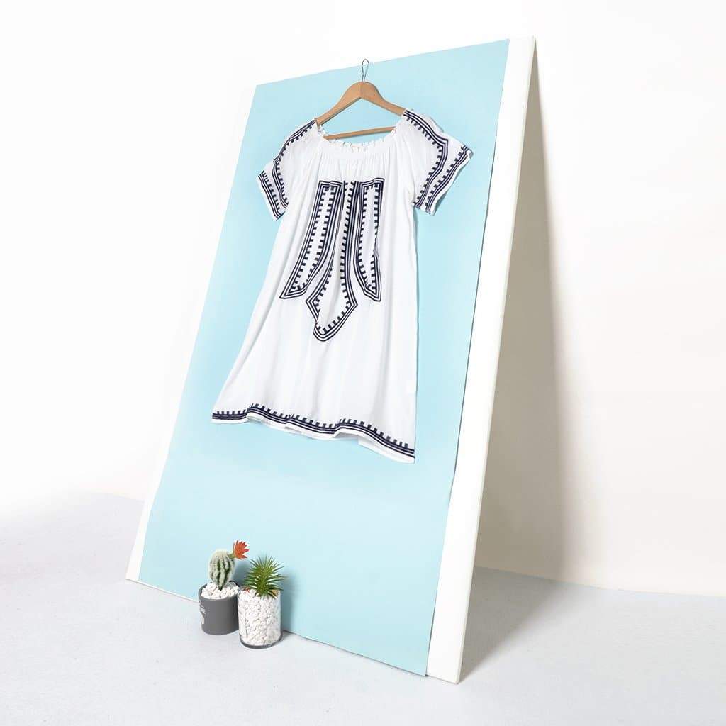 Anna-Kaci Printed Versatile Off Shoulder Smocked Dress | Anna Kaci White / One Size