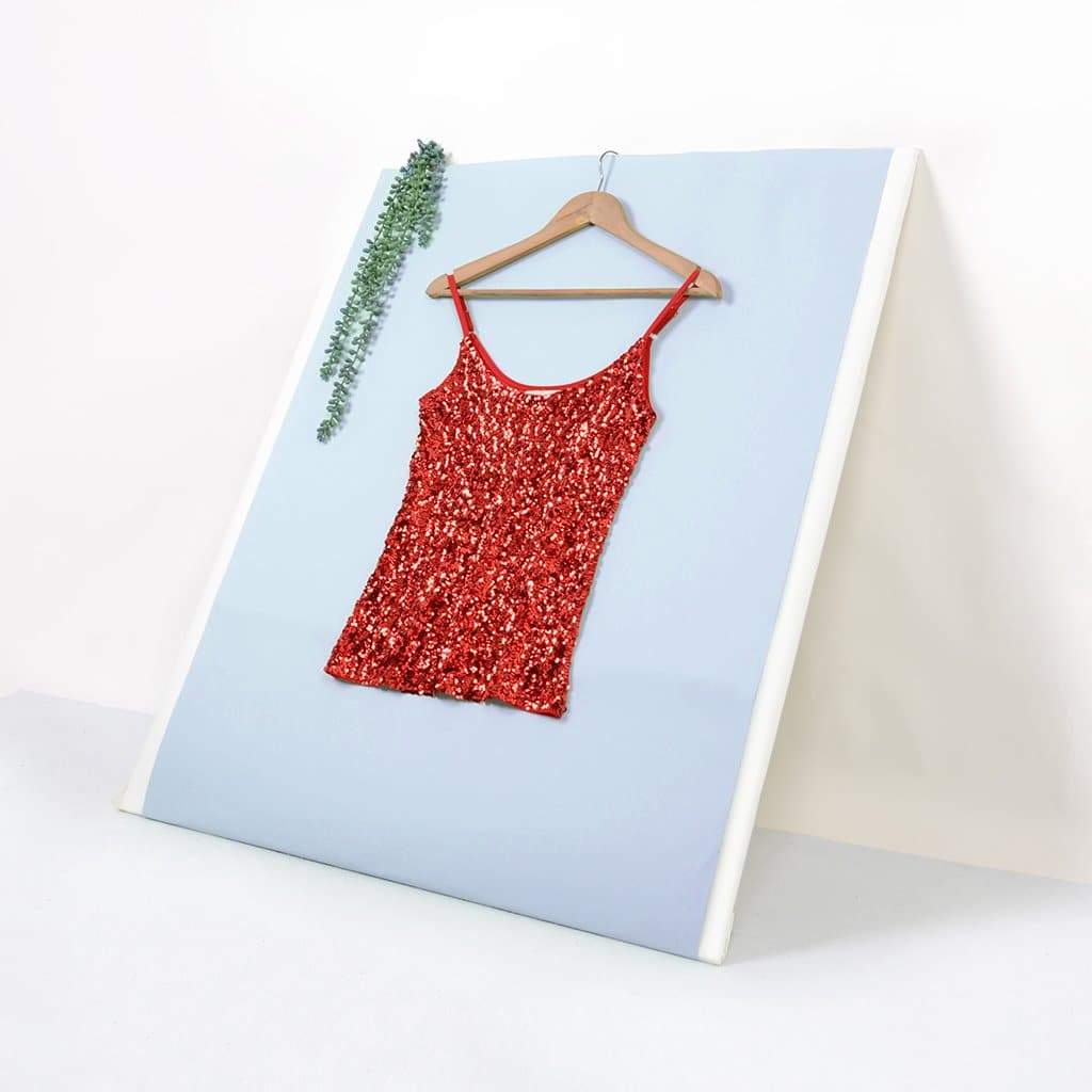Anna-Kaci Sequin Sparkle Cami Tank Top | Womens | Anna-Kaci Small / Red
