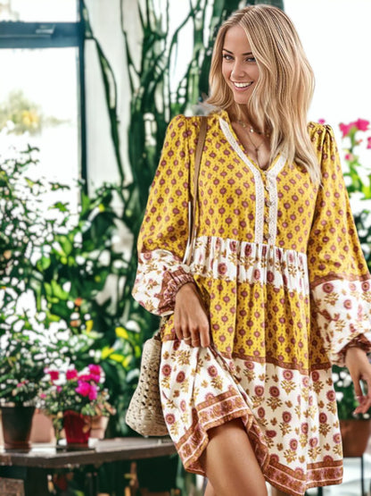 Floral Pattern Boho Dress