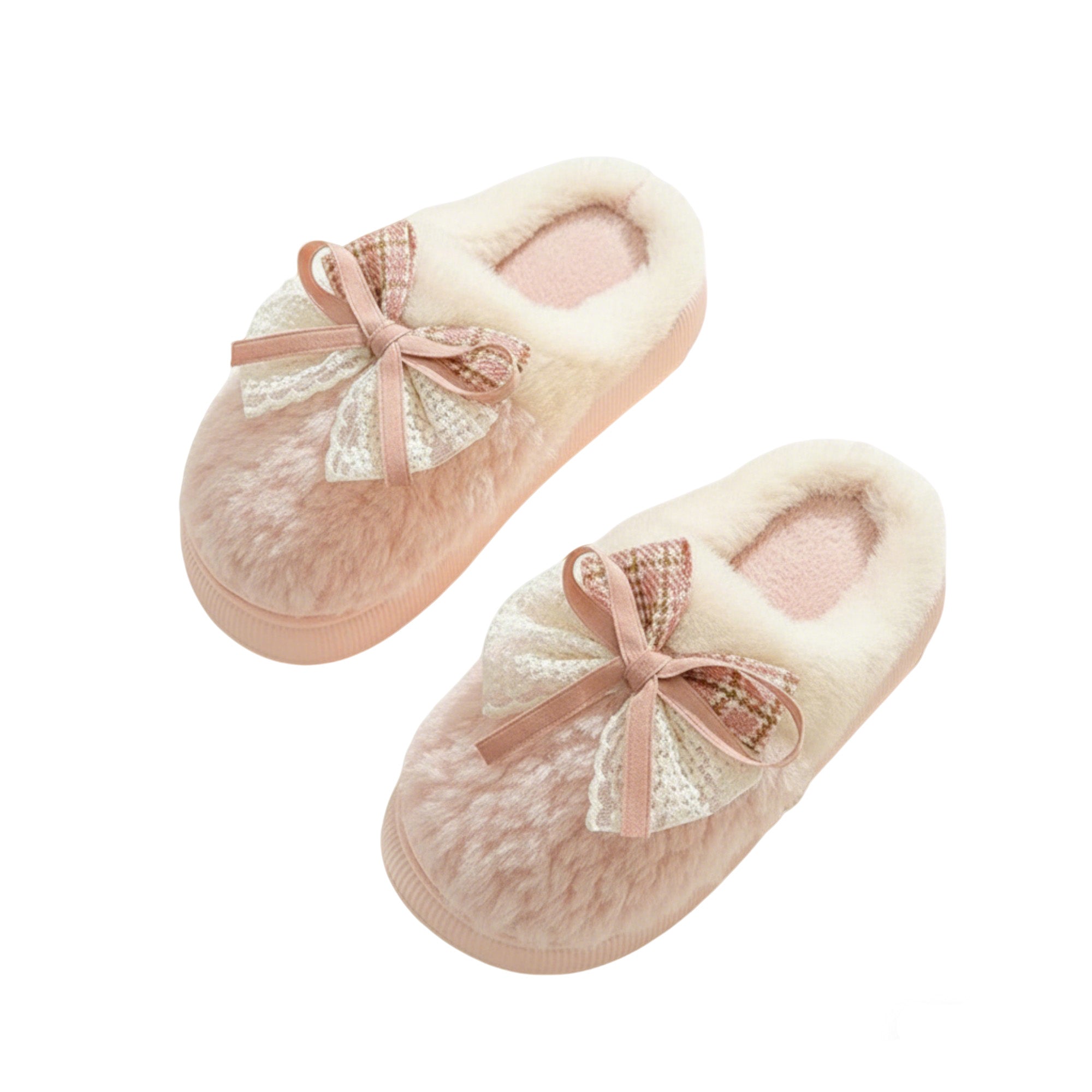 Anna-Kaci Lounge Women's Valentine Plush Closed Toe Mule House Slippers with Decorative Bow and Cushioned Sole