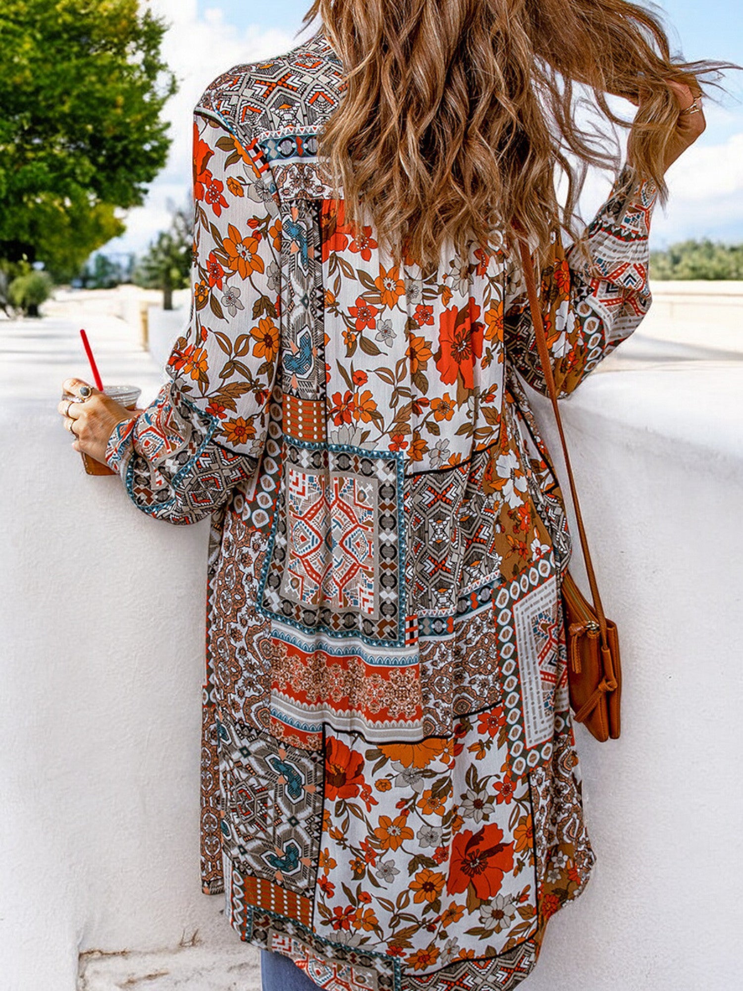 Cárdigan tipo kimono con estampados variados, de manga larga, estilo bohemio y patchwork para mujer de Anna-Kaci