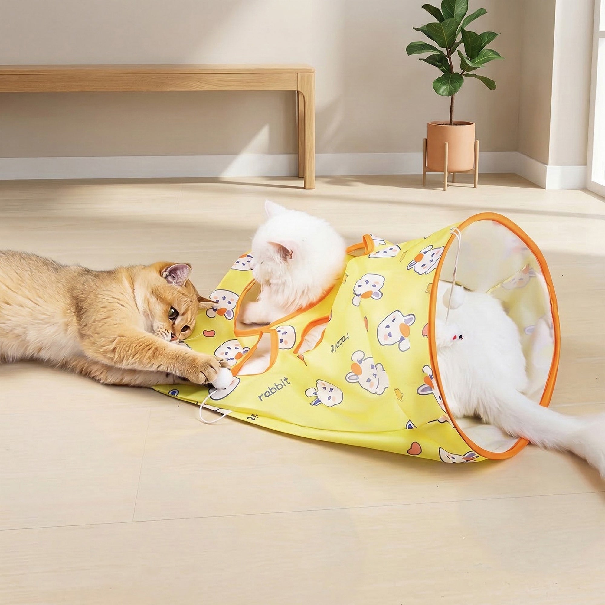 Anna-Kaci Interactive Cat Crinkle Bag Toy with Peek Holes Indoor Cat Hide and Seek Tunnel Toy
