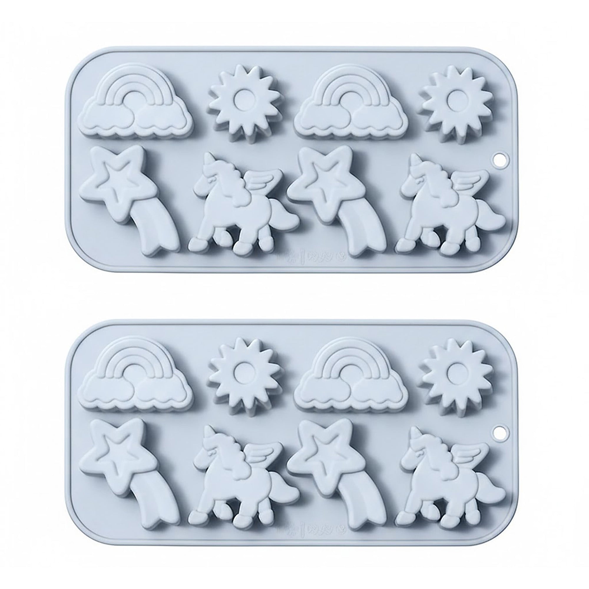 Anna-Kaci 2-Piece Rainbow and Unicorn Silicone Baking Mold Set Nonstick Flexible Candy Dessert Mold