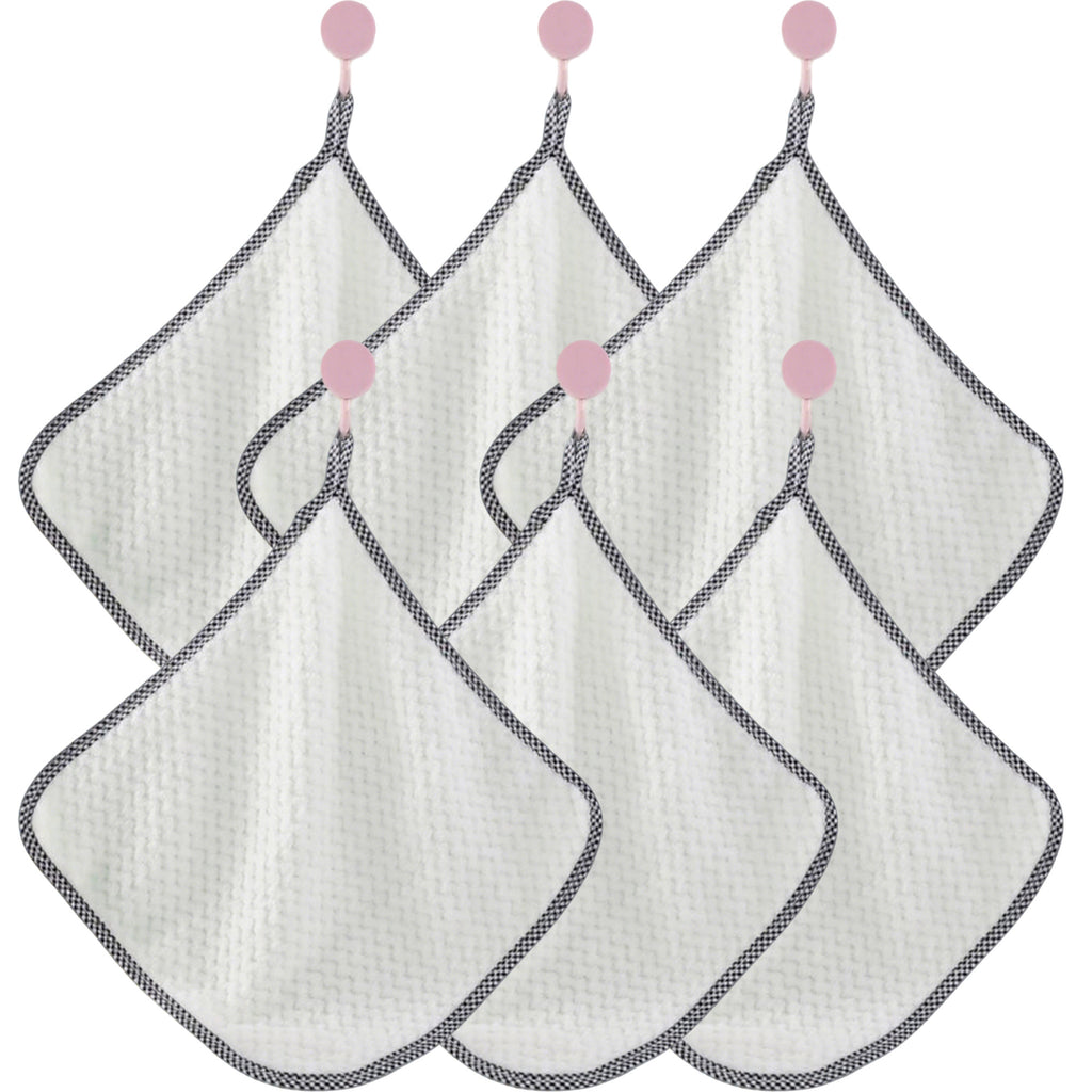 Anna-Kaci Textured Cleaning Dishcloths 6 Pack Reusable Absorbent Hanging Loop Design