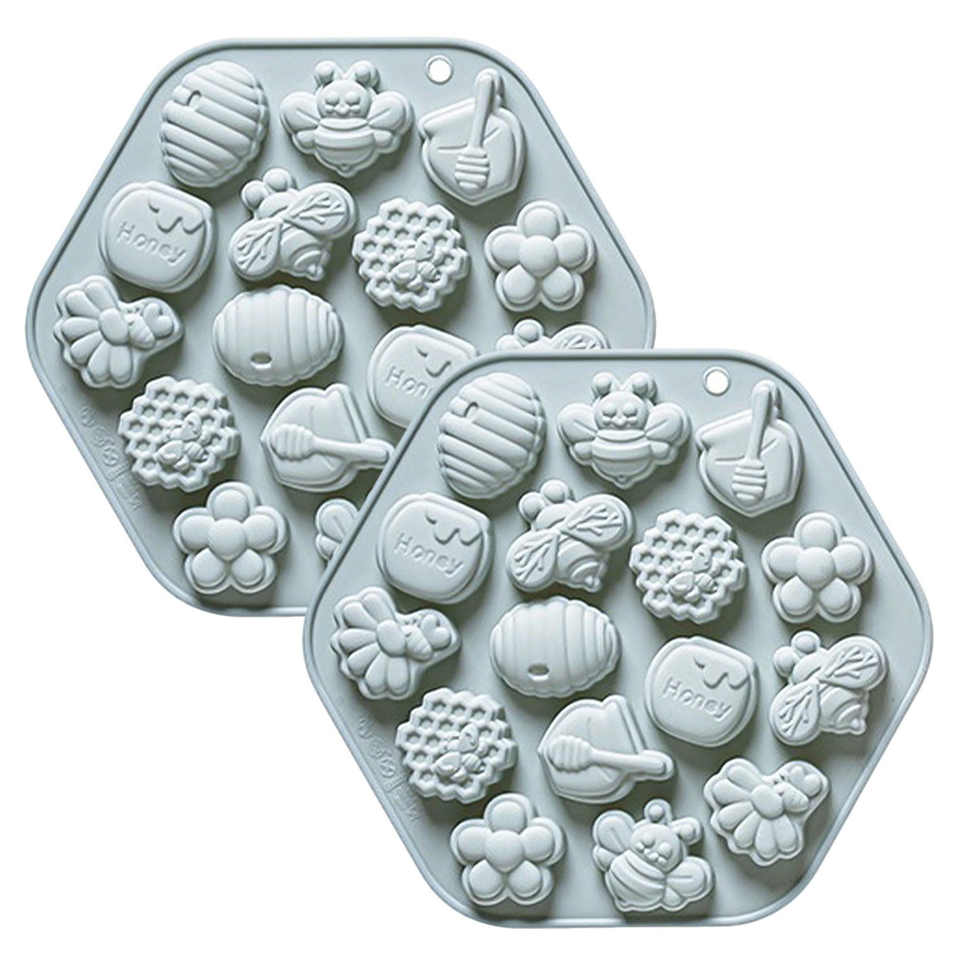 Anna-Kaci 2-Piece Honey Bee Silicone Baking Mold Set Nonstick Flexible Chocolate Candy Dessert Mold