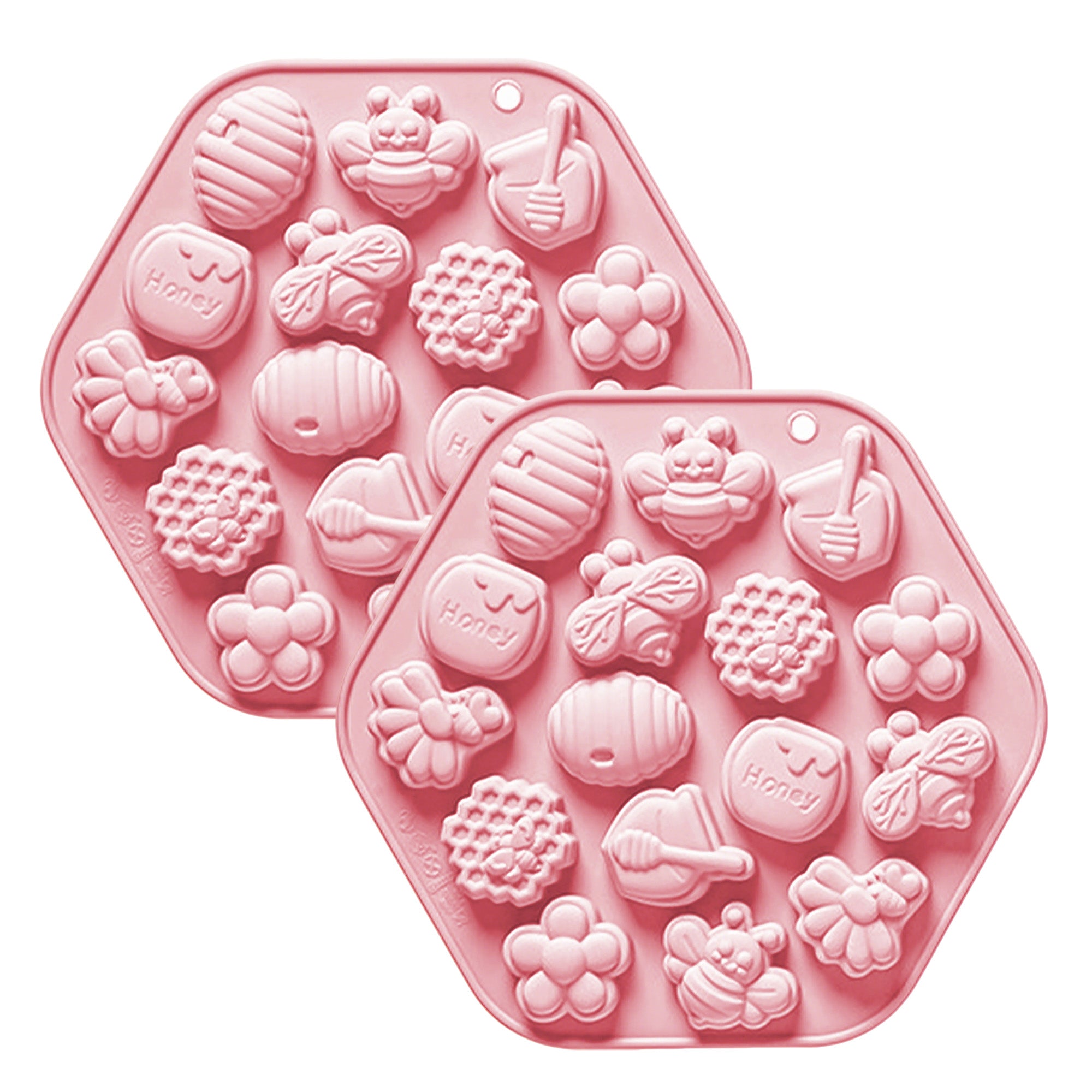 Anna-Kaci 2-Piece Honey Bee Silicone Baking Mold Set Nonstick Flexible Chocolate Candy Dessert Mold