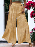 Printed Wide Legged  Waist Tied Pants
