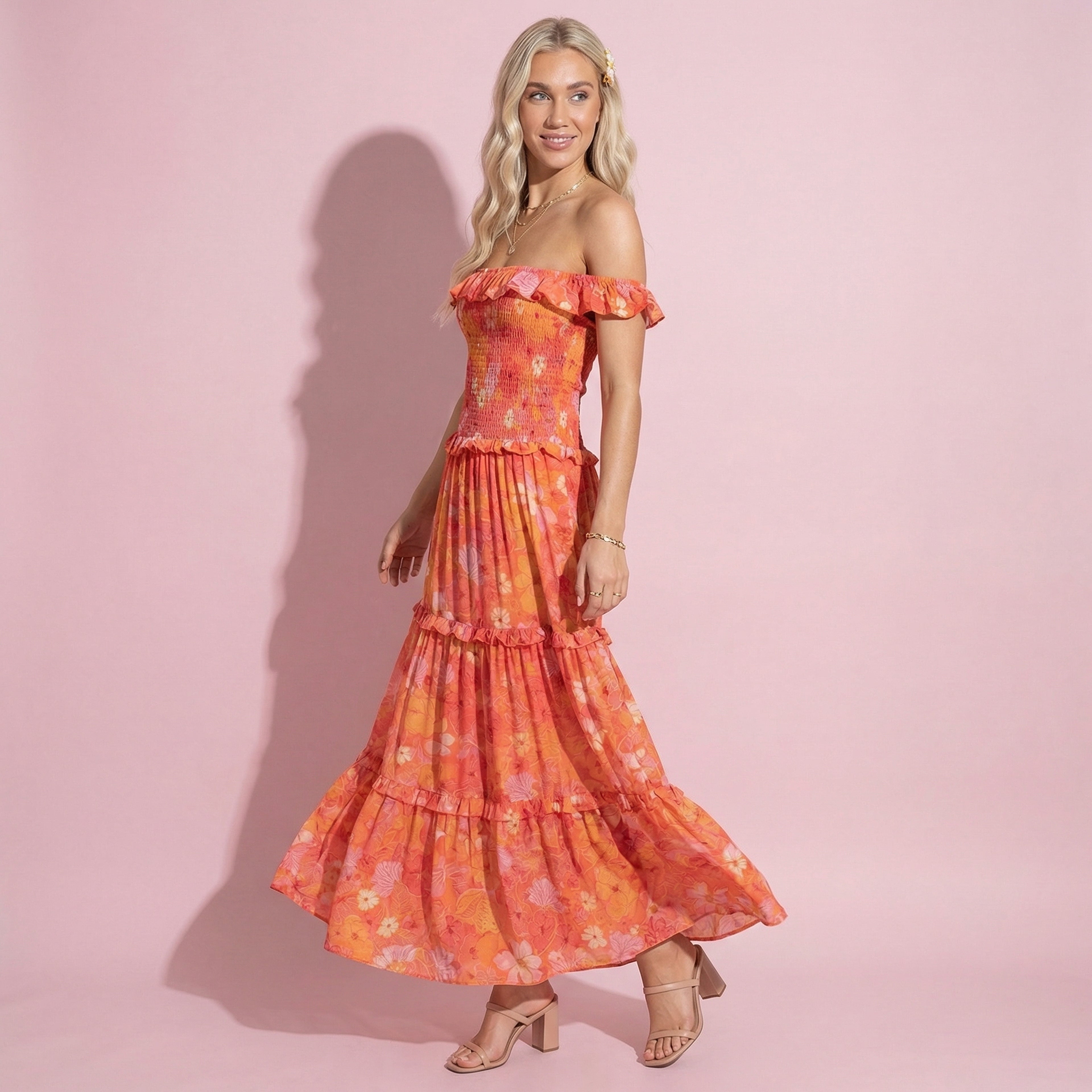 Strappy Smocked Floral Dress