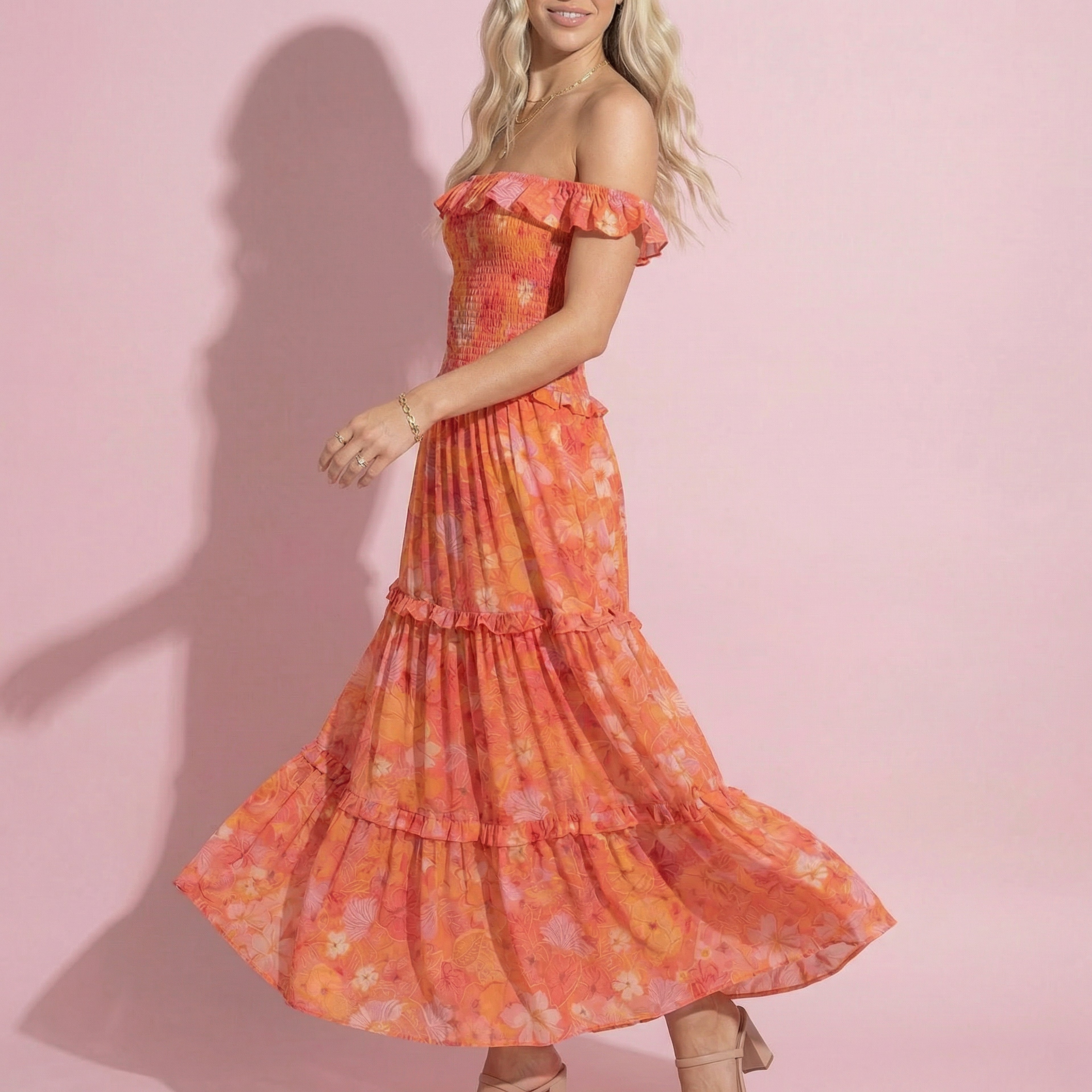 Strappy Smocked Floral Dress