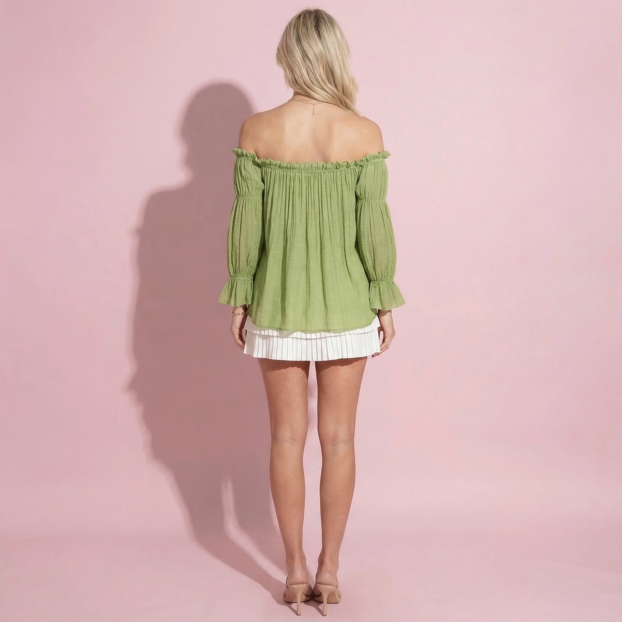 Semi Sheer Boho Peasant Off the Shoulder Top