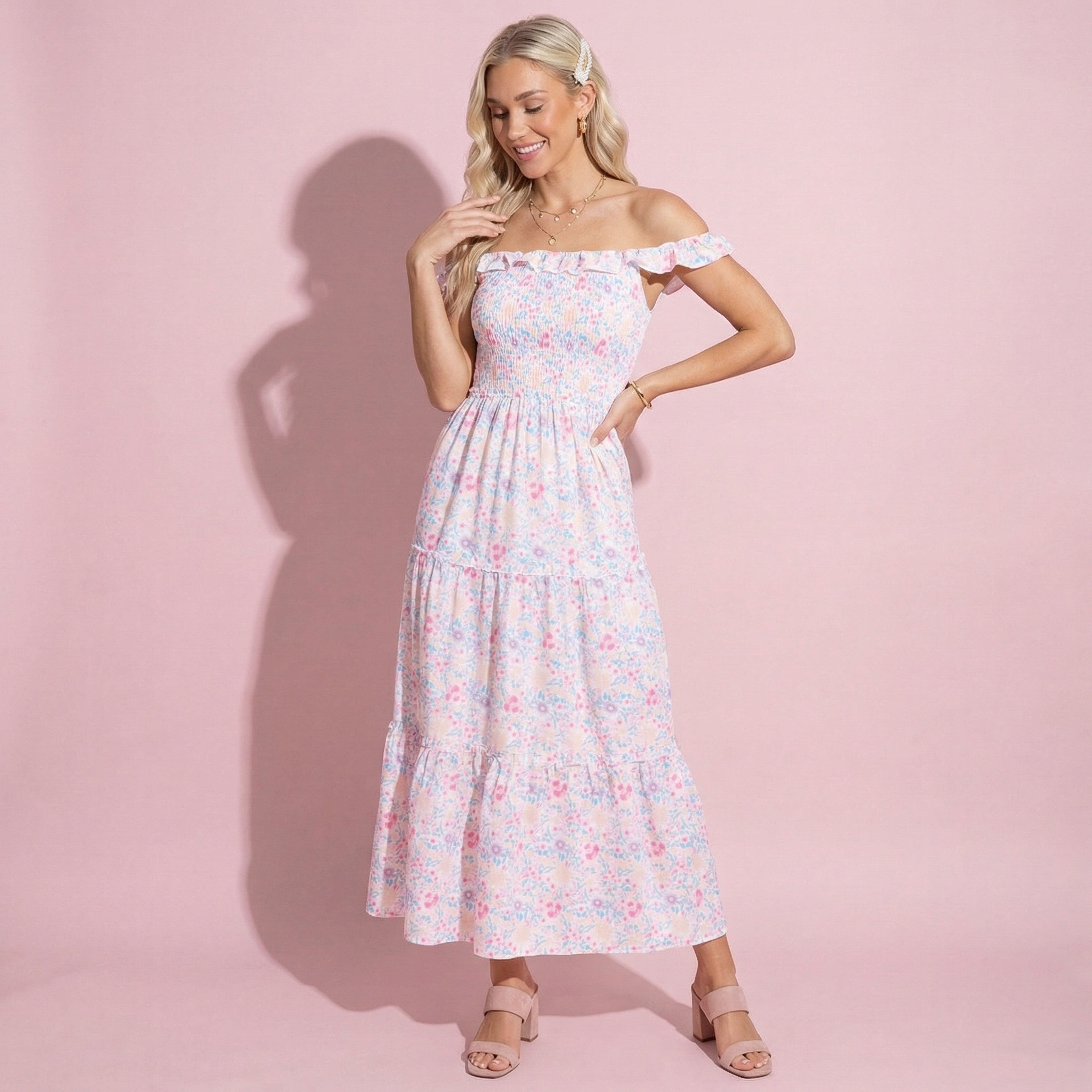 Strappy Smocked Floral Dress