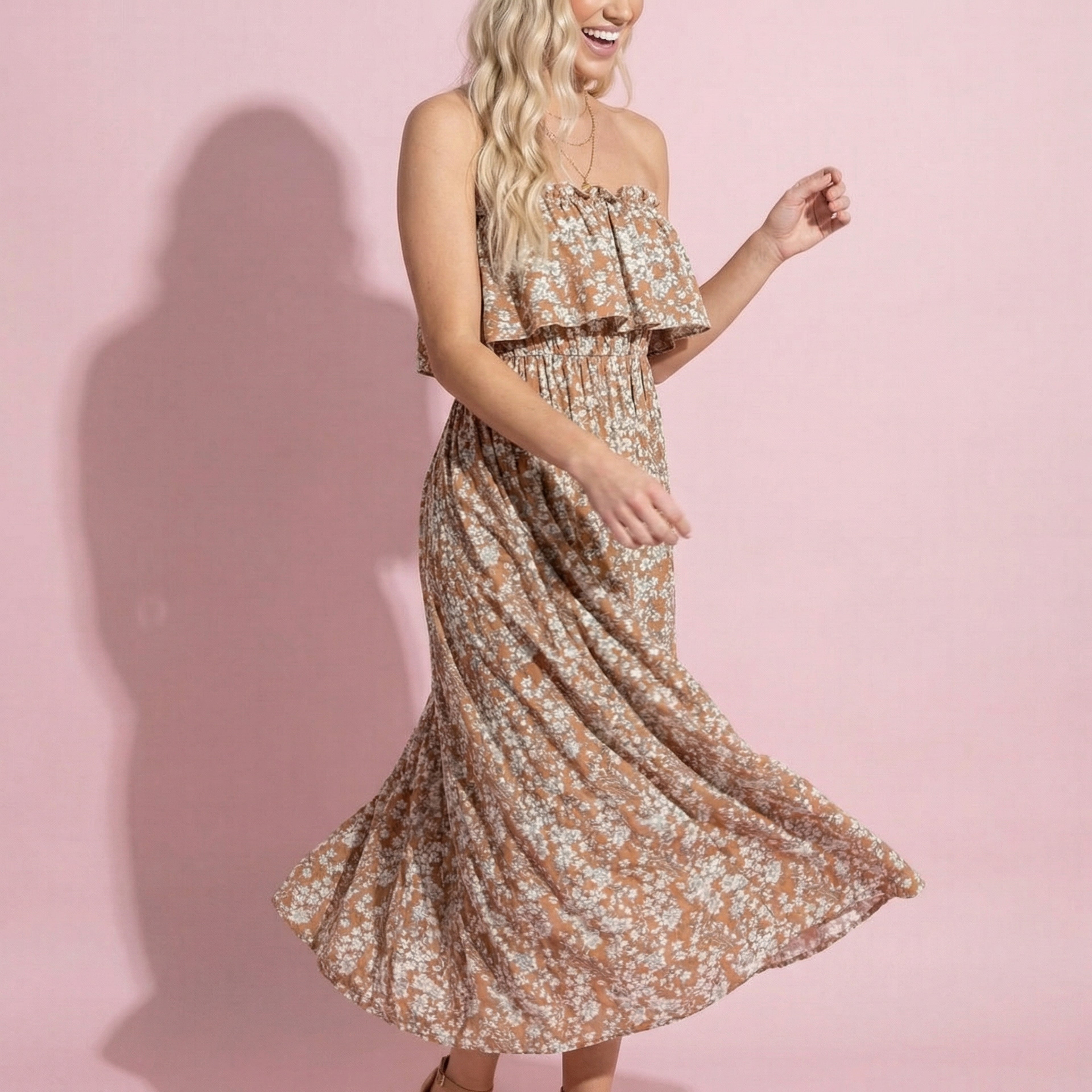 Tube Layered Floral Print Dress