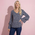 Soft Daisy V-Neck Bell Sleeve Blouse