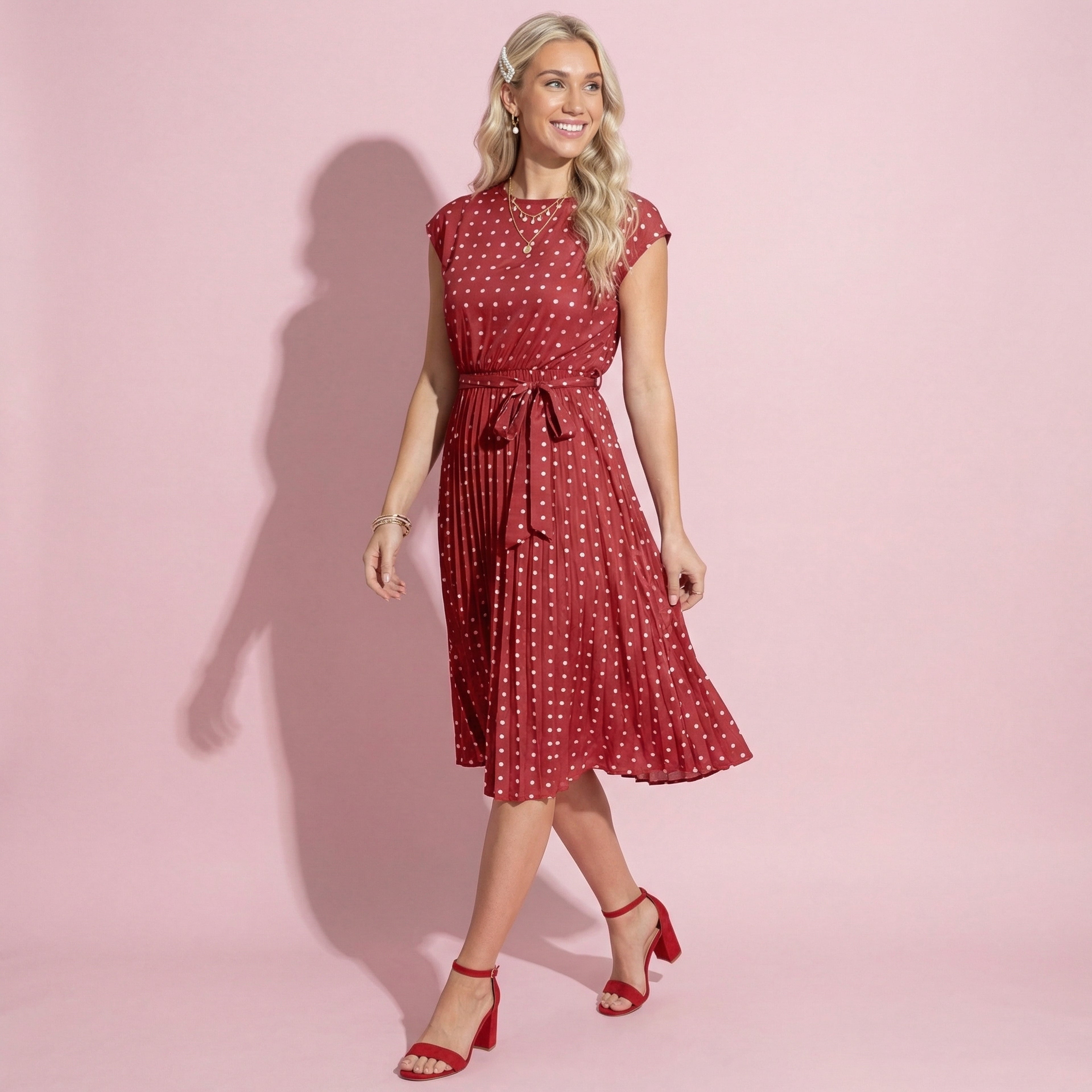 Polka Dot Cap Sleeve Dress