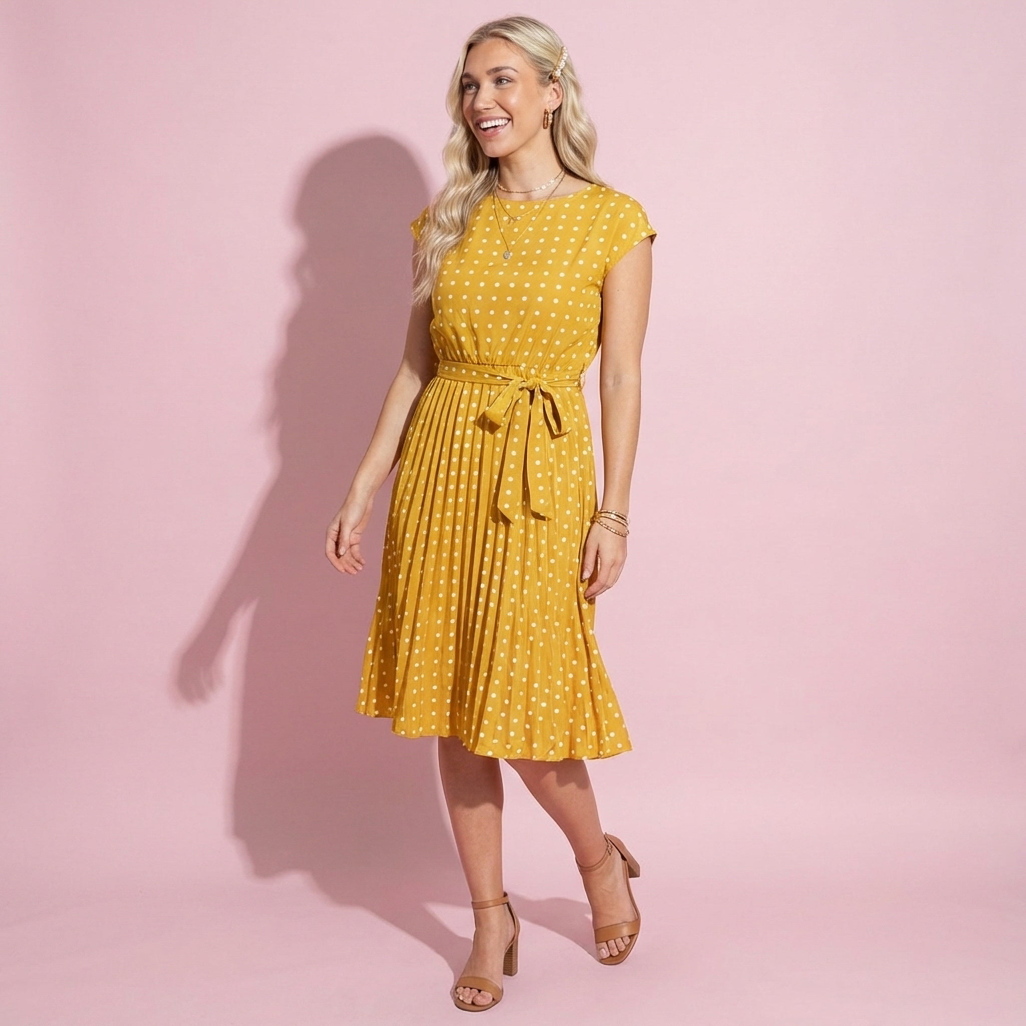 Polka Dot Cap Sleeve Dress