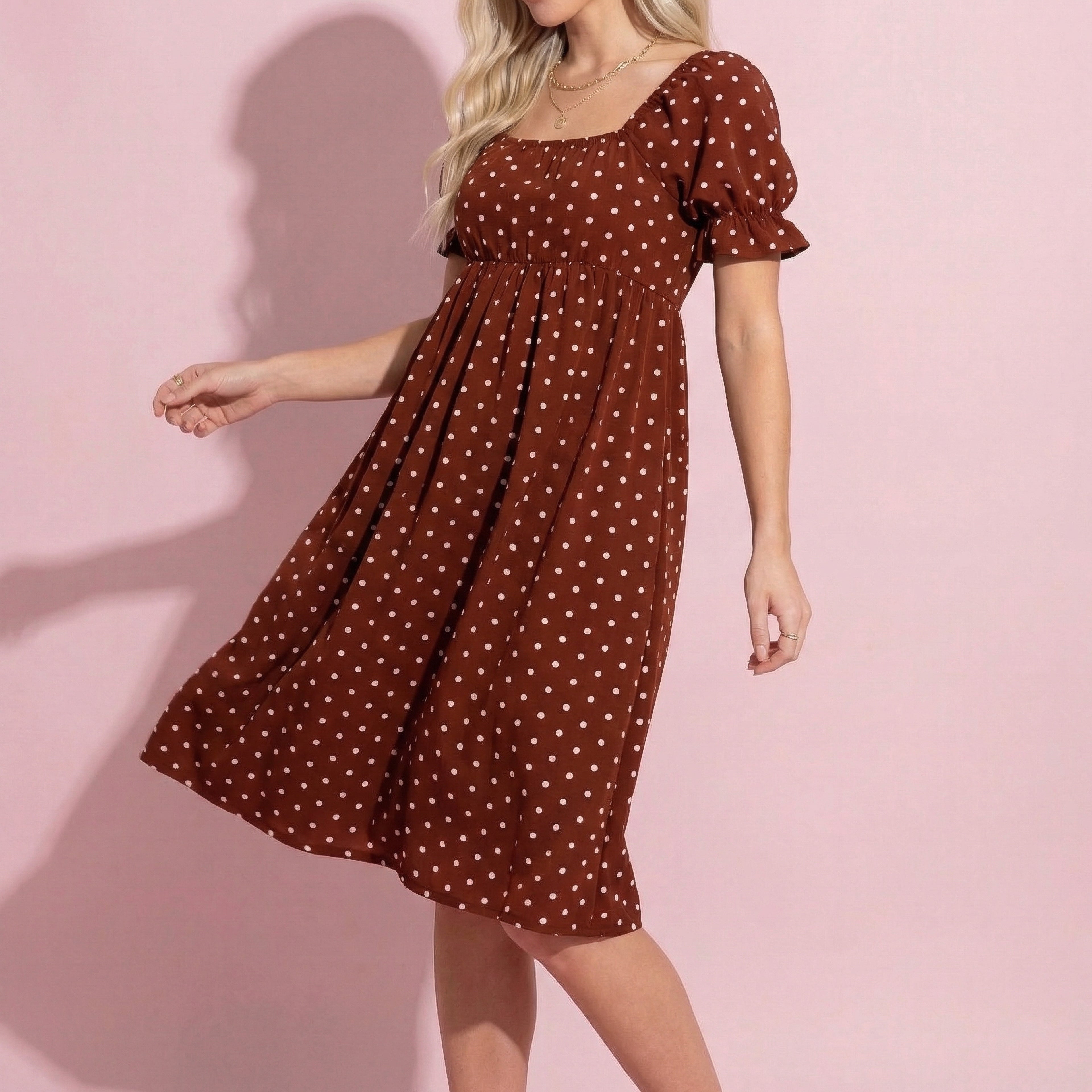 Polka Dot Puff Sleeve Dress