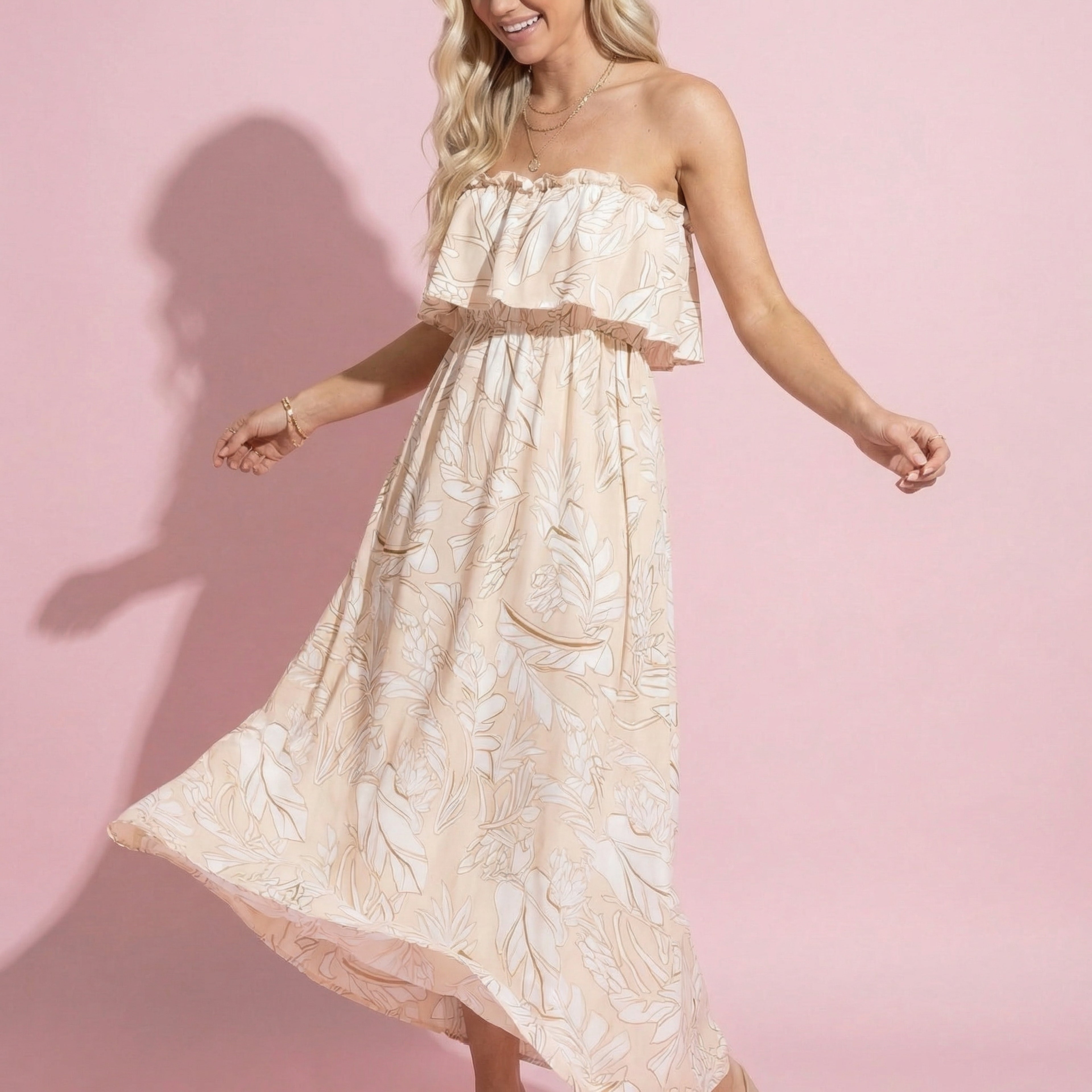 Tube Layered Floral Print Dress