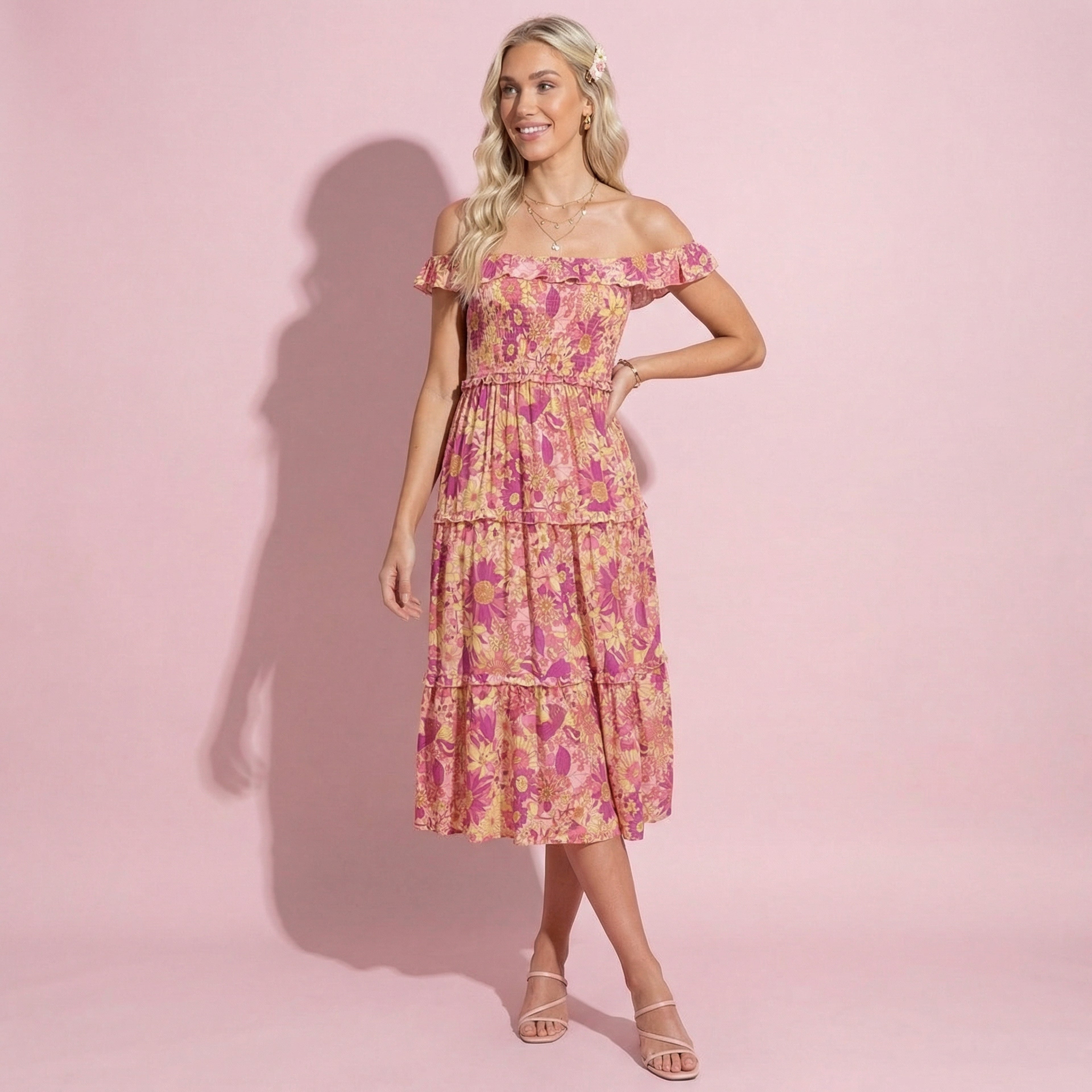 Strappy Smocked Floral Dress